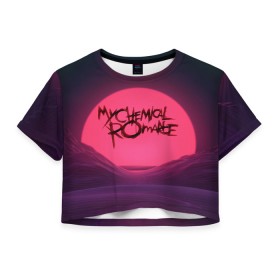 Женская футболка Crop-top 3D с принтом MCR Logo в Тюмени, 100% полиэстер | круглая горловина, длина футболки до линии талии, рукава с отворотами | 2007 | chemical | emo | logo | mcr | rock | romance | вокалист | группа | джерард | лого | рок | уэйн | эмо