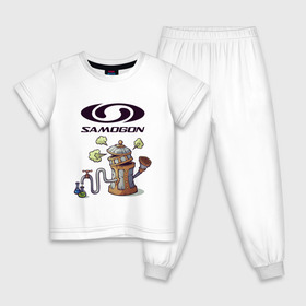 Детская пижама хлопок с принтом SAMOGON в Тюмени, 100% хлопок |  брюки и футболка прямого кроя, без карманов, на брюках мягкая резинка на поясе и по низу штанин
 | антибренд | прикол | приколы | самогон | юмор