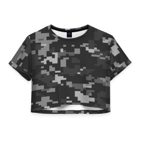 Женская футболка Crop-top 3D с принтом Пиксельный камуфляж в Тюмени, 100% полиэстер | круглая горловина, длина футболки до линии талии, рукава с отворотами | военный камуфляж | камуфляж | комуфляж | пиксели | пиксель | пиксельный камуфляж