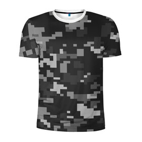 Мужская футболка 3D спортивная с принтом Пиксельный камуфляж  в Тюмени, 100% полиэстер с улучшенными характеристиками | приталенный силуэт, круглая горловина, широкие плечи, сужается к линии бедра | военный камуфляж | камуфляж | комуфляж | пиксели | пиксель | пиксельный камуфляж