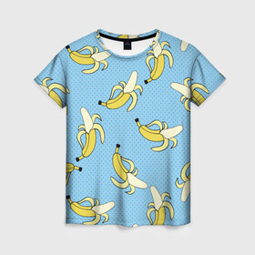 Женская футболка 3D с принтом Banana art в Тюмени, 100% полиэфир ( синтетическое хлопкоподобное полотно) | прямой крой, круглый вырез горловины, длина до линии бедер | banana | pop art | банан | бананы | поп арт