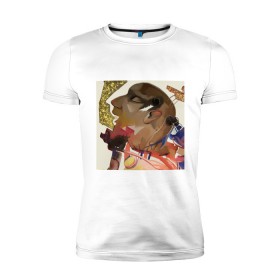 Мужская футболка премиум с принтом голова в Тюмени, 92% хлопок, 8% лайкра | приталенный силуэт, круглый вырез ворота, длина до линии бедра, короткий рукав | абстракционизм | арт | голова | джаз | иллюстрация | искусство | картина | фантастика