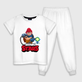 Детская пижама хлопок с принтом Pam From Brawl Stars в Тюмени, 100% хлопок |  брюки и футболка прямого кроя, без карманов, на брюках мягкая резинка на поясе и по низу штанин
 | brawl | brawl st | brawl stars | colt | dynamike | game | leon | logo | mobo | poco | shelly | stars | бравл | динамайк | игра | игры | кольт | леон | лого | мобильные игры | надпись | поко | старс | шелли