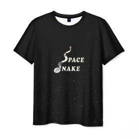 Мужская футболка 3D с принтом Space snake в Тюмени, 100% полиэфир | прямой крой, круглый вырез горловины, длина до линии бедер | bite | cyborg snake | rick and morty | ship | snakes | space snake | vdgerir | рик и морти