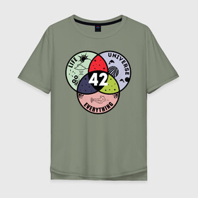 Мужская футболка хлопок Oversize с принтом Life Universe Everything в Тюмени, 100% хлопок | свободный крой, круглый ворот, “спинка” длиннее передней части | everything | life | science | universe | анатомия | биология | наука | научный
