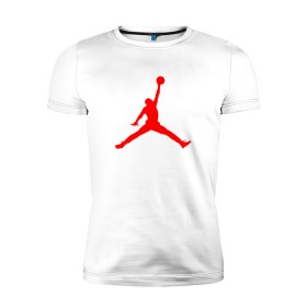 Мужская футболка премиум с принтом MICHAEL JORDAN (НА СПИНЕ) в Тюмени, 92% хлопок, 8% лайкра | приталенный силуэт, круглый вырез ворота, длина до линии бедра, короткий рукав | 