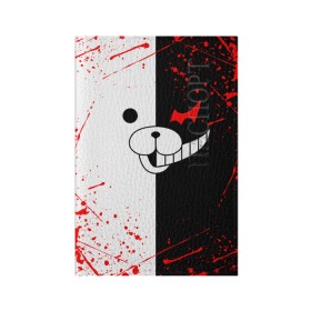 Обложка для паспорта матовая кожа с принтом MONOKUMA в Тюмени, натуральная матовая кожа | размер 19,3 х 13,7 см; прозрачные пластиковые крепления | anime | bear | black  white | danganronpa | kurokuma | monodam | monokuma | monomi | monotaro | rabbit | school | shirokuma | аниме | главарь | мoноми | монокума | черно белый | школа