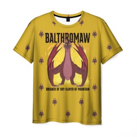 Мужская футболка 3D с принтом Balthromaw в Тюмени, 100% полиэфир | прямой крой, круглый вырез горловины, длина до линии бедер | dsgnosadchaya | rick  morty | бальтрамон | джастин ройланд | дракон | дэн хармон | миссикс | плюмбус | рик и морти