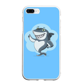 Чехол для iPhone 7Plus/8 Plus матовый с принтом Акула с улыбкой в Тюмени, Силикон | Область печати: задняя сторона чехла, без боковых панелей | Тематика изображения на принте: shark | акула | весёлый | вода | животное | зубы | милый | море | океан | опасный | палец вверх | подводный | природа | рыба | синий | смешной | улыбка | хищник | хищное