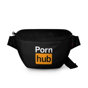 Поясная сумка 3D с принтом PORNHUB в Тюмени, 100% полиэстер | плотная ткань, ремень с регулируемой длиной, внутри несколько карманов для мелочей, основное отделение и карман с обратной стороны сумки застегиваются на молнию | brazzers | hub | бразерс | надписи