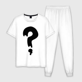 Мужская пижама хлопок с принтом Знак Вопроса в Тюмени, 100% хлопок | брюки и футболка прямого кроя, без карманов, на брюках мягкая резинка на поясе и по низу штанин
 | футболка суса из гравити фолз