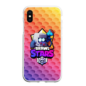 Чехол для iPhone XS Max матовый с принтом BRAWL STARS 8-BIT в Тюмени, Силикон | Область печати: задняя сторона чехла, без боковых панелей | 8 bit | bibi | brawl stars | brock | bull | crow | dinomike | el primo | leon | mobile game | nita | poko | ricochet | stars | tara | бравл старс | ворон | леон | мобильные игры