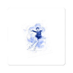 Магнит виниловый Квадрат с принтом Фигурное катание в Тюмени, полимерный материал с магнитным слоем | размер 9*9 см, закругленные углы | figure skating | коньки | конькобежный спорт | фигурное катание