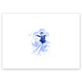 Поздравительная открытка с принтом Фигурное катание в Тюмени, 100% бумага | плотность бумаги 280 г/м2, матовая, на обратной стороне линовка и место для марки
 | Тематика изображения на принте: figure skating | коньки | конькобежный спорт | фигурное катание