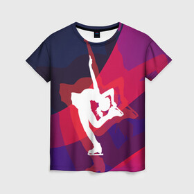 Женская футболка 3D с принтом Фигурное катание в Тюмени, 100% полиэфир ( синтетическое хлопкоподобное полотно) | прямой крой, круглый вырез горловины, длина до линии бедер | figure skating | коньки | конькобежный спорт | фигурное катание