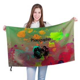 Флаг 3D с принтом Фотограф в Тюмени, 100% полиэстер | плотность ткани — 95 г/м2, размер — 67 х 109 см. Принт наносится с одной стороны | искусство | фото | фотоаппарат | фотограф | фотография | хобби