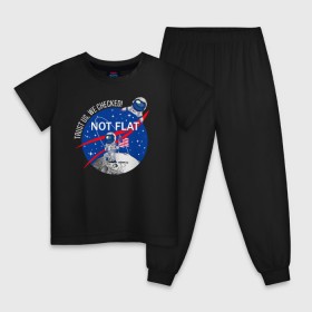 Детская пижама хлопок с принтом Not flat в Тюмени, 100% хлопок |  брюки и футболка прямого кроя, без карманов, на брюках мягкая резинка на поясе и по низу штанин
 | nasa | science | астронавт | астрономия | венера | земля | космонавт | космос | наука | научный | планеты | юпитер
