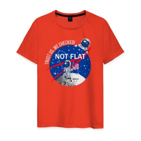 Мужская футболка хлопок с принтом Not flat в Тюмени, 100% хлопок | прямой крой, круглый вырез горловины, длина до линии бедер, слегка спущенное плечо. | nasa | science | астронавт | астрономия | венера | земля | космонавт | космос | наука | научный | планеты | юпитер