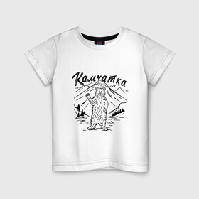 Детская футболка хлопок с принтом Камчатка в Тюмени, 100% хлопок | круглый вырез горловины, полуприлегающий силуэт, длина до линии бедер | камчатка | медведь | природа | путешествие | путешествие по россии