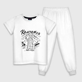 Детская пижама хлопок с принтом Камчатка в Тюмени, 100% хлопок |  брюки и футболка прямого кроя, без карманов, на брюках мягкая резинка на поясе и по низу штанин
 | камчатка | медведь | природа | путешествие | путешествие по россии