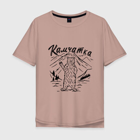 Мужская футболка хлопок Oversize с принтом Камчатка в Тюмени, 100% хлопок | свободный крой, круглый ворот, “спинка” длиннее передней части | камчатка | медведь | природа | путешествие | путешествие по россии