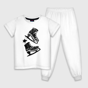 Детская пижама хлопок с принтом коньки в Тюмени, 100% хлопок |  брюки и футболка прямого кроя, без карманов, на брюках мягкая резинка на поясе и по низу штанин
 | зимний спорт | катание на льду | коньки | конькобежный спорт | фигурное катание