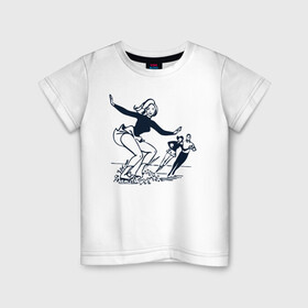Детская футболка хлопок с принтом катание на льду в Тюмени, 100% хлопок | круглый вырез горловины, полуприлегающий силуэт, длина до линии бедер | зимний спорт | катание на льду | коньки | конькобежный спорт | фигурное катание