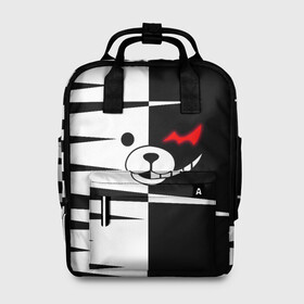 Женский рюкзак 3D с принтом monokuma в Тюмени, 100% полиэстер | лямки с регулируемой длиной, сверху ручки, чтобы рюкзак нести как сумку. Основное отделение закрывается на молнию, как и внешний карман. Внутри два дополнительных кармана, один из которых закрывается на молнию. По бокам два дополнительных кармашка, куда поместится маленькая бутылочка
 | danganronpa | monokuma | trigger happy havoc | аниме | игрушка | манга | медведь | монокума | монохром | мягкая игрушка робот | робот