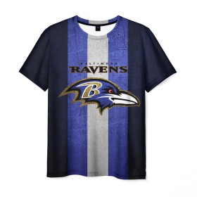 Мужская футболка 3D с принтом Baltimore Ravens в Тюмени, 100% полиэфир | прямой крой, круглый вырез горловины, длина до линии бедер | Тематика изображения на принте: 