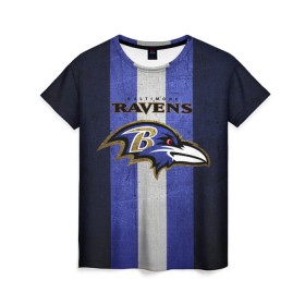 Женская футболка 3D с принтом Baltimore Ravens в Тюмени, 100% полиэфир ( синтетическое хлопкоподобное полотно) | прямой крой, круглый вырез горловины, длина до линии бедер | 