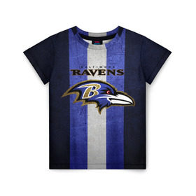 Детская футболка 3D с принтом Baltimore Ravens в Тюмени, 100% гипоаллергенный полиэфир | прямой крой, круглый вырез горловины, длина до линии бедер, чуть спущенное плечо, ткань немного тянется | 