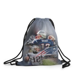 Рюкзак-мешок 3D с принтом Brady в Тюмени, 100% полиэстер | плотность ткани — 200 г/м2, размер — 35 х 45 см; лямки — толстые шнурки, застежка на шнуровке, без карманов и подкладки | американский футбол | мяч | футбол