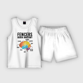 Детская пижама с шортами хлопок с принтом Fences Brain Anatomy в Тюмени,  |  | brain | fances | мозг | рапира | фехтовальщики | фехтование | шпага