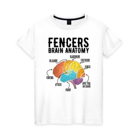 Женская футболка хлопок с принтом Fences Brain Anatomy в Тюмени, 100% хлопок | прямой крой, круглый вырез горловины, длина до линии бедер, слегка спущенное плечо | brain | fances | мозг | рапира | фехтовальщики | фехтование | шпага