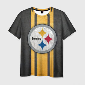 Мужская футболка 3D с принтом Pittsburgh Steelers в Тюмени, 100% полиэфир | прямой крой, круглый вырез горловины, длина до линии бедер | 