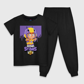 Детская пижама хлопок с принтом BRAWL STARS BEA. в Тюмени, 100% хлопок |  брюки и футболка прямого кроя, без карманов, на брюках мягкая резинка на поясе и по низу штанин
 | 