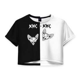 Женская футболка Crop-top 3D с принтом Кис-Кис в Тюмени, 100% полиэстер | круглая горловина, длина футболки до линии талии, рукава с отворотами | com | kiskisnotdead | группа | девушки | дуэт | кис | мамбл | панк | поп | рок