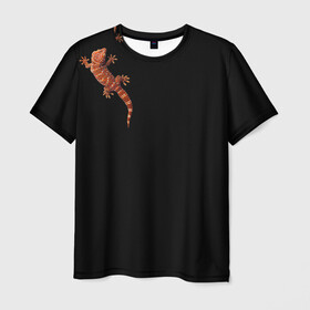 Мужская футболка 3D с принтом Ручной геккон в Тюмени, 100% полиэфир | прямой крой, круглый вырез горловины, длина до линии бедер | варан | геккон | домашнее животное | игуана | любимец | люблю животных | милая ящерка | милый зверек | мой дракон | пресмыкающиеся | ручная ящерица | ручной геккон | ручной дракон | ручной зверек