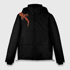 Мужская зимняя куртка 3D с принтом Ручной геккон в Тюмени, верх — 100% полиэстер; подкладка — 100% полиэстер; утеплитель — 100% полиэстер | длина ниже бедра, свободный силуэт Оверсайз. Есть воротник-стойка, отстегивающийся капюшон и ветрозащитная планка. 

Боковые карманы с листочкой на кнопках и внутренний карман на молнии. | варан | геккон | домашнее животное | игуана | любимец | люблю животных | милая ящерка | милый зверек | мой дракон | пресмыкающиеся | ручная ящерица | ручной геккон | ручной дракон | ручной зверек