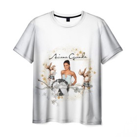 Мужская футболка 3D с принтом ARIANA GRANDE в Тюмени, 100% полиэфир | прямой крой, круглый вырез горловины, длина до линии бедер | Тематика изображения на принте: 3d | ariana grande | арт | звезды | исполнительница | лого | логотип | музыка | надпись | облако | певица | эмблема