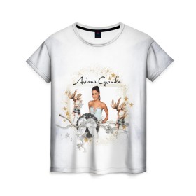 Женская футболка 3D с принтом ARIANA GRANDE в Тюмени, 100% полиэфир ( синтетическое хлопкоподобное полотно) | прямой крой, круглый вырез горловины, длина до линии бедер | Тематика изображения на принте: 3d | ariana grande | арт | звезды | исполнительница | лого | логотип | музыка | надпись | облако | певица | эмблема
