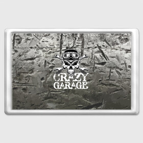 Магнит 45*70 с принтом Crazy garage в Тюмени, Пластик | Размер: 78*52 мм; Размер печати: 70*45 | Тематика изображения на принте: bones | garage | helmet | metal | orbits | skull | teeth | wrench | гаечный ключ | гараж | глазницы | зубы | металл | череп | шлем