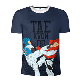 Мужская футболка 3D спортивная с принтом Taekwondo в Тюмени, 100% полиэстер с улучшенными характеристиками | приталенный силуэт, круглая горловина, широкие плечи, сужается к линии бедра | taekwondo | восточные единоборства | единоборства | теквондо | тхэквондо | тэквондо