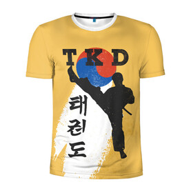 Мужская футболка 3D спортивная с принтом TKD в Тюмени, 100% полиэстер с улучшенными характеристиками | приталенный силуэт, круглая горловина, широкие плечи, сужается к линии бедра | taekwondo | восточные единоборства | единоборства | теквондо | тхэквондо | тэквондо