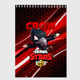 Скетчбук с принтом BRAWL STARS CROW в Тюмени, 100% бумага
 | 48 листов, плотность листов — 100 г/м2, плотность картонной обложки — 250 г/м2. Листы скреплены сверху удобной пружинной спиралью | bibi | brawl stars | crow | el brown | leon | leon shark | max | sally leon | shark | stars | акула | биби | ворон | леон