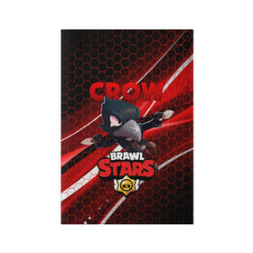 Обложка для паспорта матовая кожа с принтом BRAWL STARS CROW в Тюмени, натуральная матовая кожа | размер 19,3 х 13,7 см; прозрачные пластиковые крепления | Тематика изображения на принте: bibi | brawl stars | crow | el brown | leon | leon shark | max | sally leon | shark | stars | акула | биби | ворон | леон