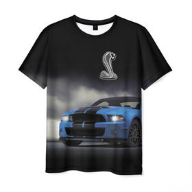 Мужская футболка 3D с принтом Shelby в Тюмени, 100% полиэфир | прямой крой, круглый вырез горловины, длина до линии бедер | car | cobra | motorsport | mustang | power | race | snake | usa | автомобиль | автоспорт | гонка | змея | кобра | мощь | мустанг | сша