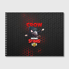 Альбом для рисования с принтом BRAWL STARS CROW в Тюмени, 100% бумага
 | матовая бумага, плотность 200 мг. | bibi | brawl stars | crow | el brown | leon | leon shark | max | sally leon | shark | stars | акула | биби | ворон | леон