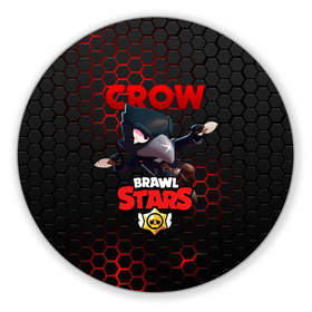 Коврик для мышки круглый с принтом BRAWL STARS CROW | ВОРОН в Тюмени, резина и полиэстер | круглая форма, изображение наносится на всю лицевую часть | bibi | brawl stars | crow | el brown | leon | leon shark | max | sally leon | shark | stars | акула | биби | ворон | леон