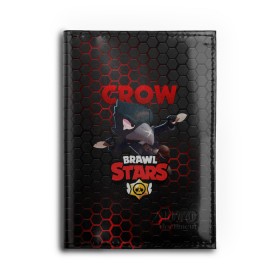 Обложка для автодокументов с принтом BRAWL STARS CROW в Тюмени, натуральная кожа |  размер 19,9*13 см; внутри 4 больших “конверта” для документов и один маленький отдел — туда идеально встанут права | Тематика изображения на принте: bibi | brawl stars | crow | el brown | leon | leon shark | max | sally leon | shark | stars | акула | биби | ворон | леон